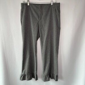 Banana Republic Women's Logan Gray Crop Ruffle Hem Trouser Pants Size 6